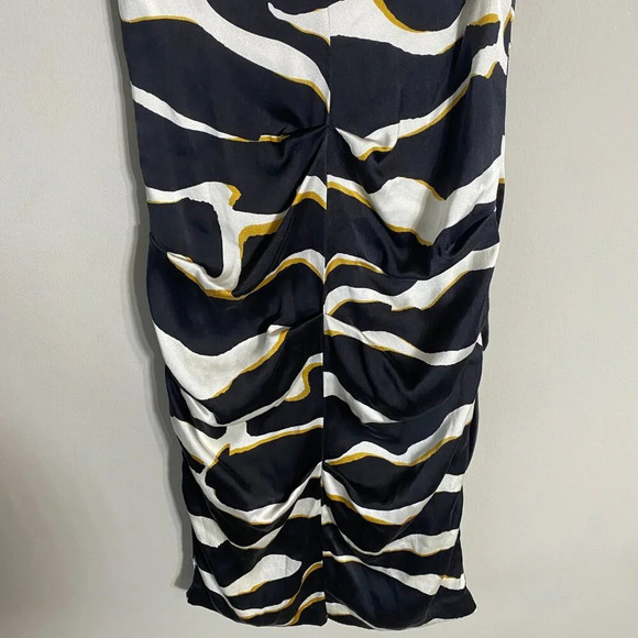 Vintage Cache Silk Queen Anne Zebra Print Bodycon Dress Women's 4 Black White - Picture 7 of 14